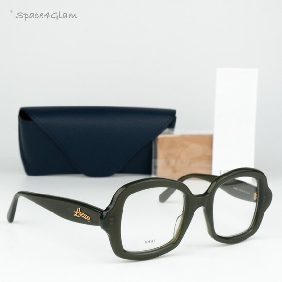 Loewe Women Eyeglasses Dark Green Demo Square LW50066I 096 BRAND NEW - Picture 1 of 8